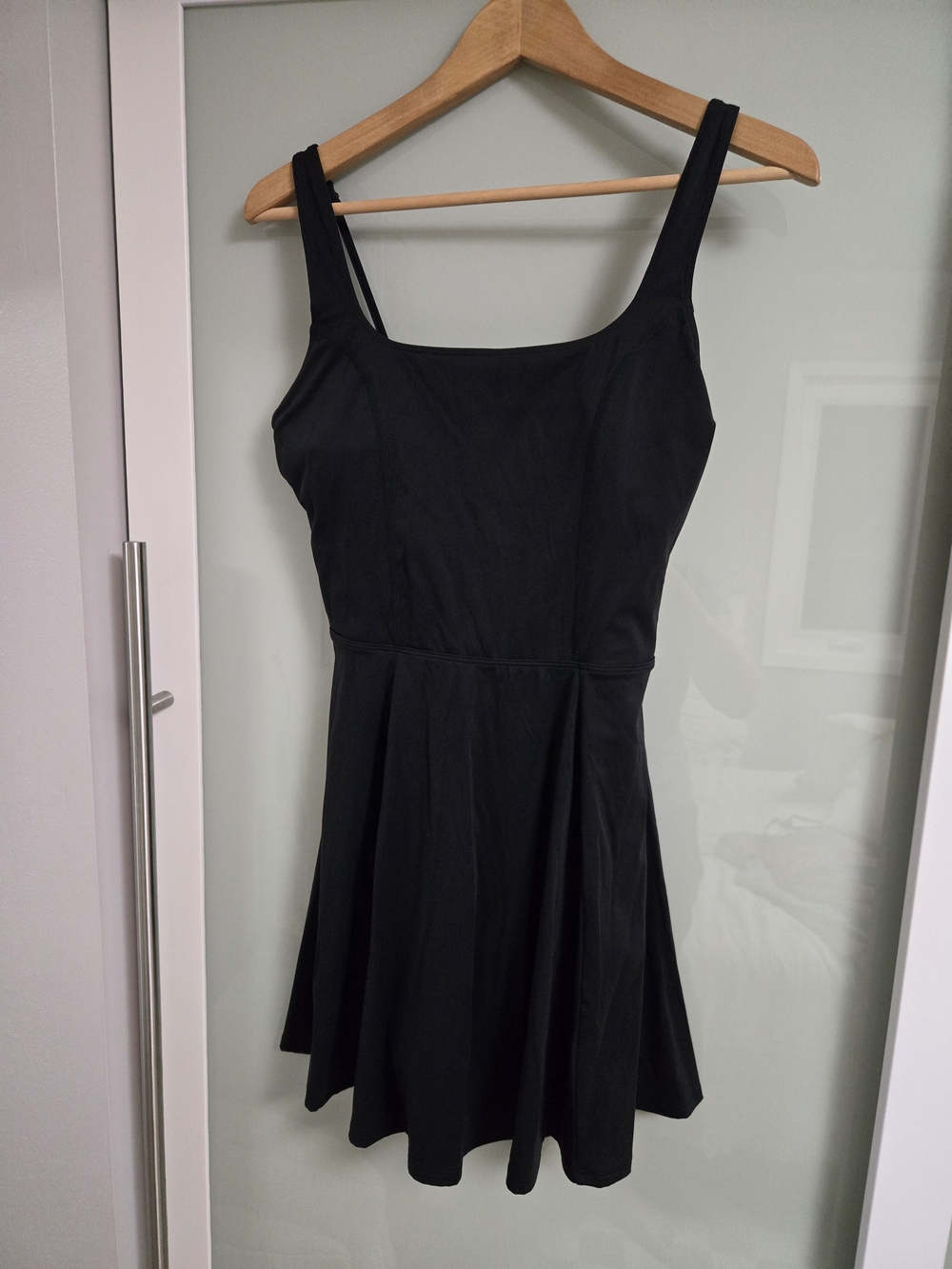 Gilly Hicks Energize Black Square-Neck Fit & Flare Tennis Dress